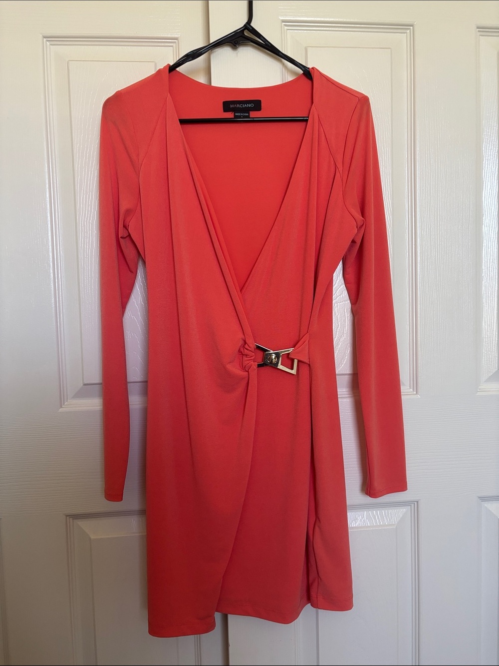 Marciano Coral Wrap-Style, Sheath, Long Sleeve Dress